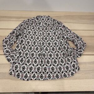 Boden boho print multi color long sleeve and geometric Floral Blouse size 12